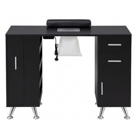 Artiss Manicure Table Nail Desk with Built-in Dust Collector Beauty Salon Station Drawers Shelves Wrist Cushion Black