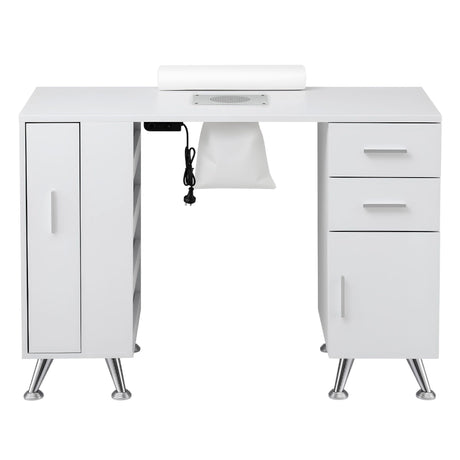 Artiss Manicure Table Nail Desk with Built-in Dust Collector Beauty Salon Station Drawers Shelves Wrist Cushion White