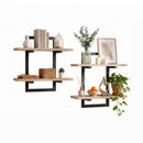 Artiss Set of 2 Floating Wall Shelf 2-Tier Wall-Mounted Display Ledge Wood & Metal