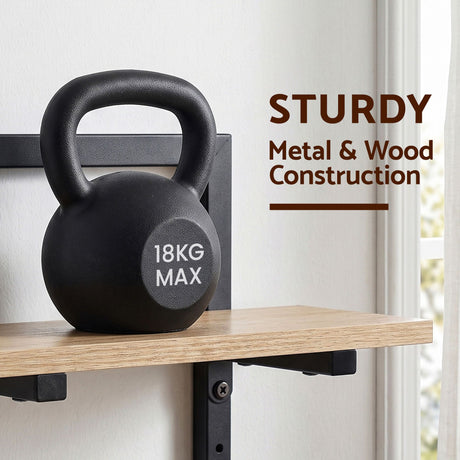 Artiss Set of 2 Floating Wall Shelf 2-Tier Wall-Mounted Display Ledge Wood & Metal