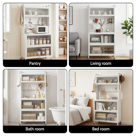 Artiss Kitchen Cabinet Storage Shelves Pegboard Cupboard Sideboard 80CMX164CM