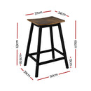 Artiss Bar Stools Set of 2 Kitchen Counter Stools Wooden Industrial Rustic Brown