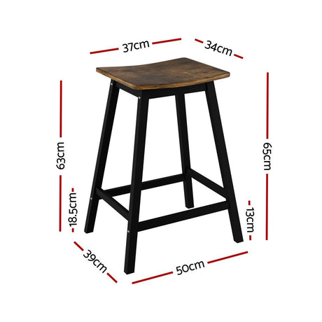 Artiss Bar Stools Set of 2 Kitchen Counter Stools Wooden Industrial Rustic Brown