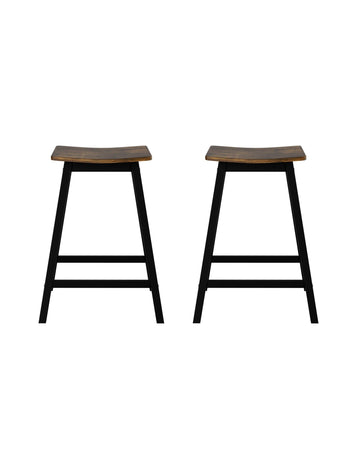 Artiss Bar Stools Set of 2 Kitchen Counter Stools Wooden Industrial Rustic Brown