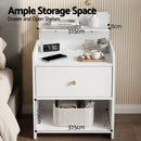 Artiss Bedside Table Drawer Charging Station White