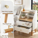 Artiss Bedside Table 2 Drawers Charging Station White and Pine