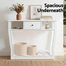 Artiss Console Table Entryway Hallway Sofa Side Table Drawer Shelf 100CM White