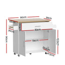 Artiss Kitchen Island Trolley Rolling Serving Cart Storage Drawer Cabinet 90cm White