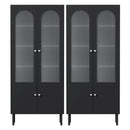 Artiss 2x Buffet Sideboard Cabinet Pantry 5-Tier Storage Cupboard Fluted Black
