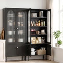 Artiss 2x Buffet Sideboard Cabinet Pantry 5-Tier Storage Cupboard Fluted Black