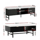 Artiss TV Unit & Coffee Table Set Storage Shelf Black