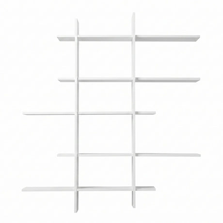 Artiss 15-Section Wall Mounted Display Shelf, Floating Bookshelf for Books and Decor, Extra Thick E1 PB Board for Home Study and Living Room, 116 x 18 x 129 cm