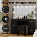 Artiss Dressing Table Vanity Desk Set Stool 10 Led Bulbs Black