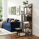 Artiss 5 Tiers Bookshelf Ladder Corner Shelf Bookcase Walnut