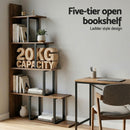 Artiss 5 Tiers Bookshelf Ladder Corner Shelf Bookcase Walnut