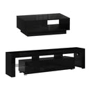 Artiss LED TV Unit & Coffee Table Set Storage Cabinet Black