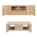 Artiss TV Unit & Coffee Table Set Storage Drawer Pine