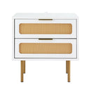 Artiss 2x Rattan Bedside Table 2 Drawers White