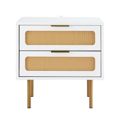 Artiss 2x Rattan Bedside Table 2 Drawers White