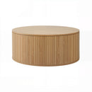 Artiss Round Coffee Table Storage Fluted Center Table Living Room Office 80cm Wood