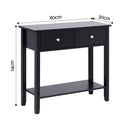Artiss Console Table Hallway Sofa Entryway Entrance 2 Drawers 80CM Black