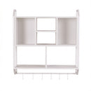 Artiss Floating Wall Shelf 6 Hooks Wall Mounted Storage Cubby Rack 73.5x74CM White