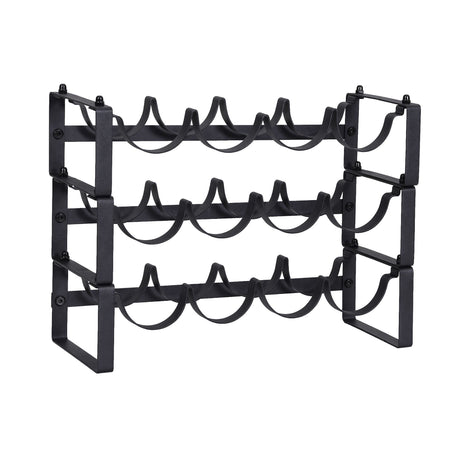 Artiss 3-Tier Wine Rack Metal Freestanding 12 Bottles Modular Countertop Wine Display Shelf Black
