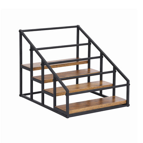 Artiss 4-Tier Wine Rack Tabletop Countertop Wine Bottle Holder 16 Bottles Freestanding Black & Wood