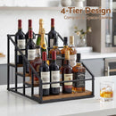 Artiss 4-Tier Wine Rack Tabletop Countertop Wine Bottle Holder 16 Bottles Freestanding Black & Wood