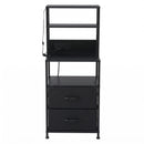 Artiss Bedside Table Tall Nightstand with Charging Station Drawers LED Black