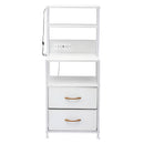 Artiss Bedside Table Tall Nightstand with Charging Station Drawers LED White