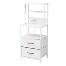 Artiss Bedside Table Tall Nightstand with Charging Station Drawers LED White
