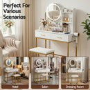 Artiss Dressing Table Vanity Desk Set Stool LED Charging Station White