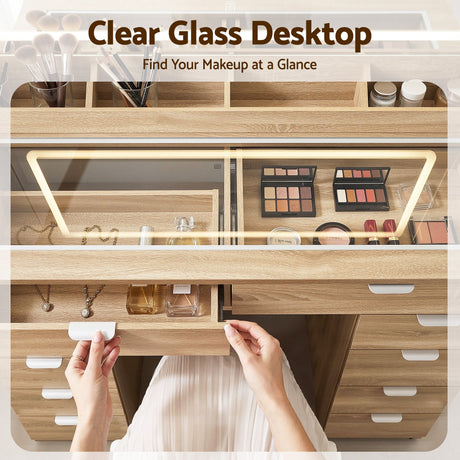Artiss Dressing Table Makeup Vanity Desk Large LED Mirror 10 Drawers Power Outlet Hair Dryer Holder Hook Wood
