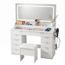 Artiss Dressing Table Makeup Vanity Desk Large LED Mirror 10 Drawers Power Outlet Hair Dryer Holder Hook White