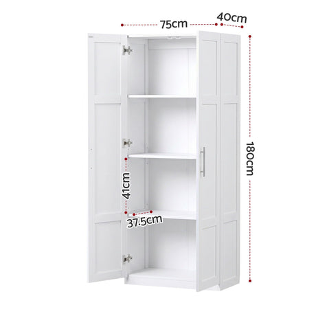 Artiss 2x Buffet Sideboard Cabinet Pantry Hutch Kitchen Storage Organiser White