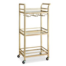 Artiss Kitchen Island Cart Trolley Rolling Serving Storage Wine Glass 43cm Gold