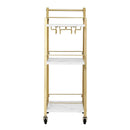 Artiss Bar Cart Trolley Kitchen Island Serving Wine Glass Holder Marble 41cm