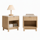 Artiss 2X Bedside Table Nightstand 1 Drawer Shelves Pine
