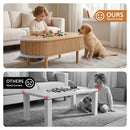 Artiss Lift Top Coffee Table Fluted Centre Table with Hidden Storage Oval 100cm