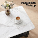 Artiss Coffee Table 2-Tier 80CM Marble Finish Shelf Black&White