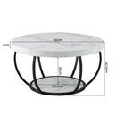 Artiss Coffee Table 2-Tier Marble Finish Round White&Black