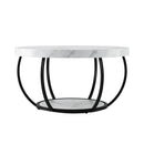Artiss Coffee Table 2-Tier Marble Finish Round White&Black