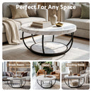 Artiss Coffee Table 2-Tier Marble Finish Round White&Black