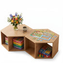 Artiss Set of 2 Coffee Table Hexagonal Center Table with Open Storage 2-Way Display Side Table Wood