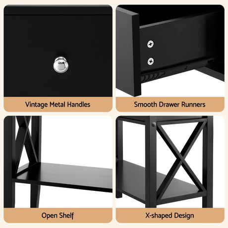 Artiss Console Table 2 Drawers 100CM Black