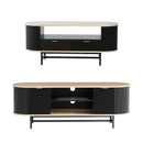 Artiss TV Unit & Coffee Table Set Storage Drawers Shelves Black Pine