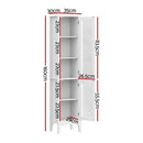 Artiss 2X Bathroom Storage Cabinet 160cm Tall Slim Floor Cupboard Toilet Glass Door White