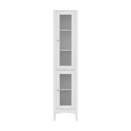 Artiss 2X Bathroom Storage Cabinet 160cm Tall Slim Floor Cupboard Toilet Glass Door White