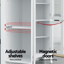 Artiss 2X Bathroom Storage Cabinet 160cm Tall Slim Floor Cupboard Toilet Glass Door White